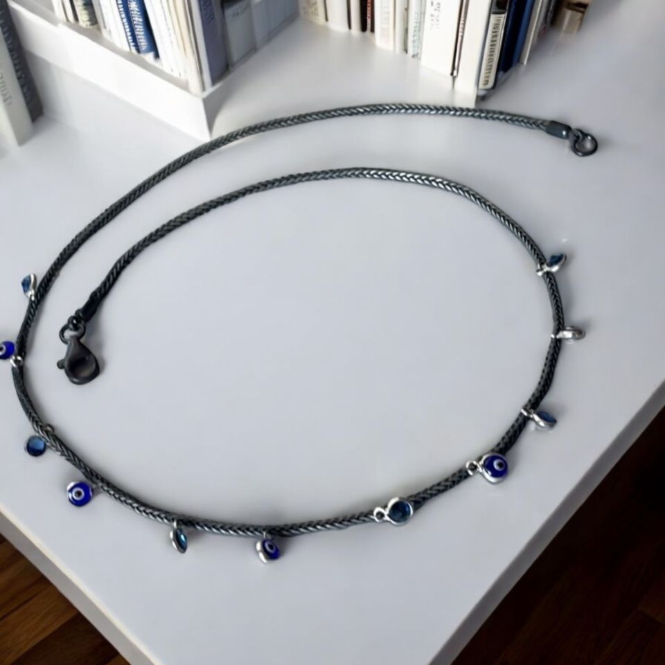 Nazar Boncuklu 1000 Ayar Gümüş Kazaziye Kolye