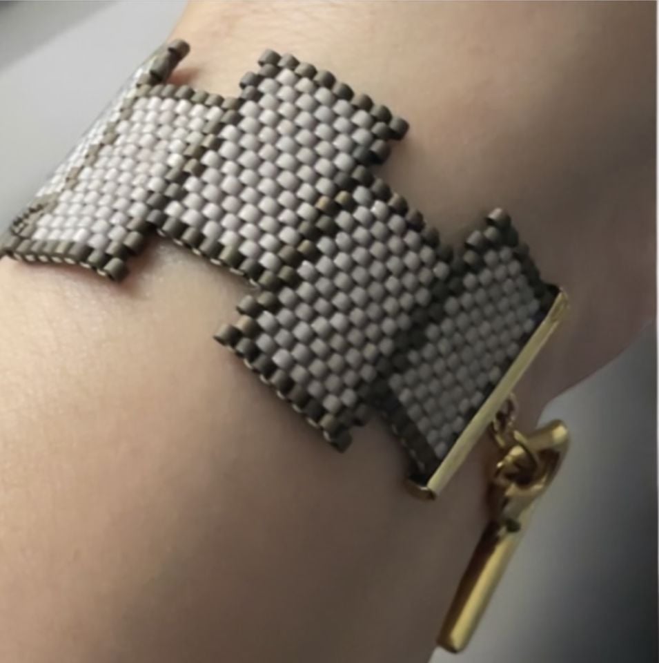Miyuki Bileklik Cube Brown